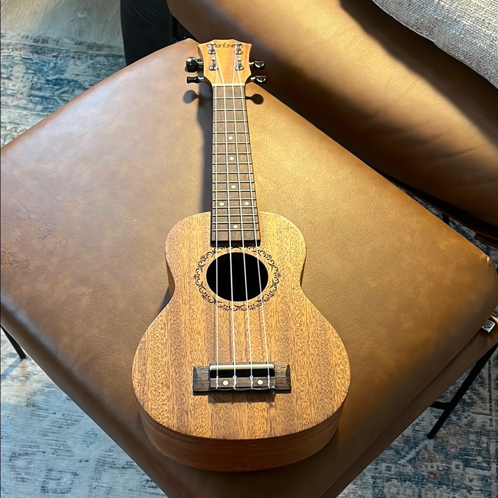 Wooden Ukulele with Floral Soundhole Design